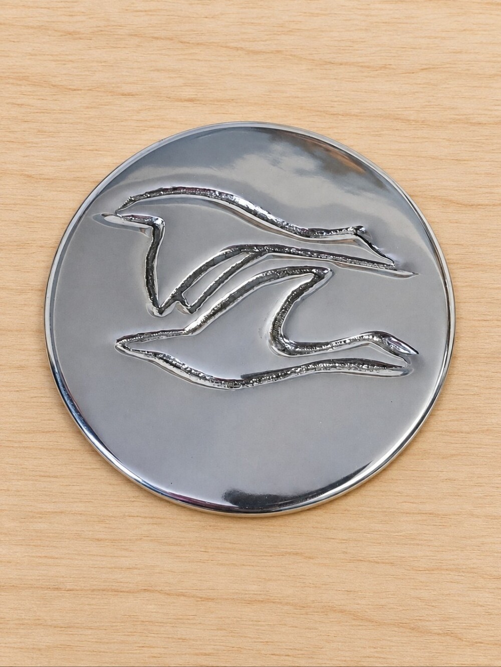 Hoselton Canada Geese Aluminum Drink Coaster 3.5" Canadian Modernist Round Metal
